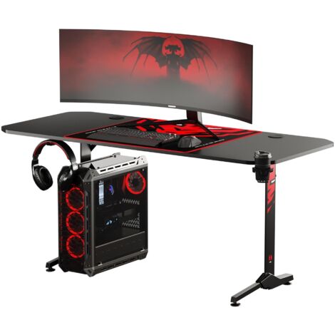 UNKNOWN Diablo X-Mate Bureau de Gaming 160 cm x 75 cm x 75 cm PC Gamer Ergonomique Carbone Crochet pour écouteurs Porte-Gobelet (1470)
