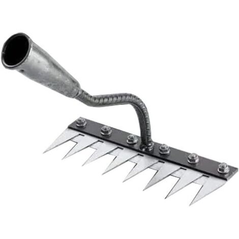 Unkrautrechen aus Eisen, Gartenrechen aus Eisen, abnehmbarer Handrechen zum Unkrautjäten, geeignet für Gartenarbeiten und zum Umgraben des Bodens, Bodenlockerungswerkzeug (8 Zinken)