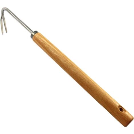 Unkrautstecher aus Buchenholz mit spitzen Zähnen, Unkrautstecher, Fugenentferner, Gartenwerkzeug, Hacke, Gartengeräte, Edelstahl, einteilig gegossen (Typ V)