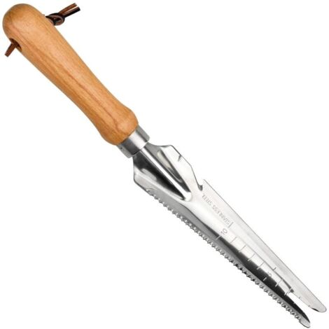Unkrautstecher aus Edelstahl mit Holzgriff – Manueller Unkrautvernichter für den Garten