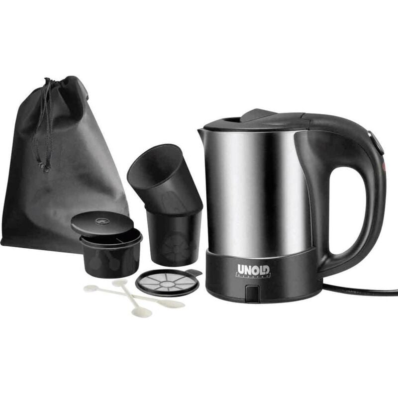 Unold - 18575 Reis-set Bouilloire filaire acier inoxydable, noir Contenance: 0.5 l