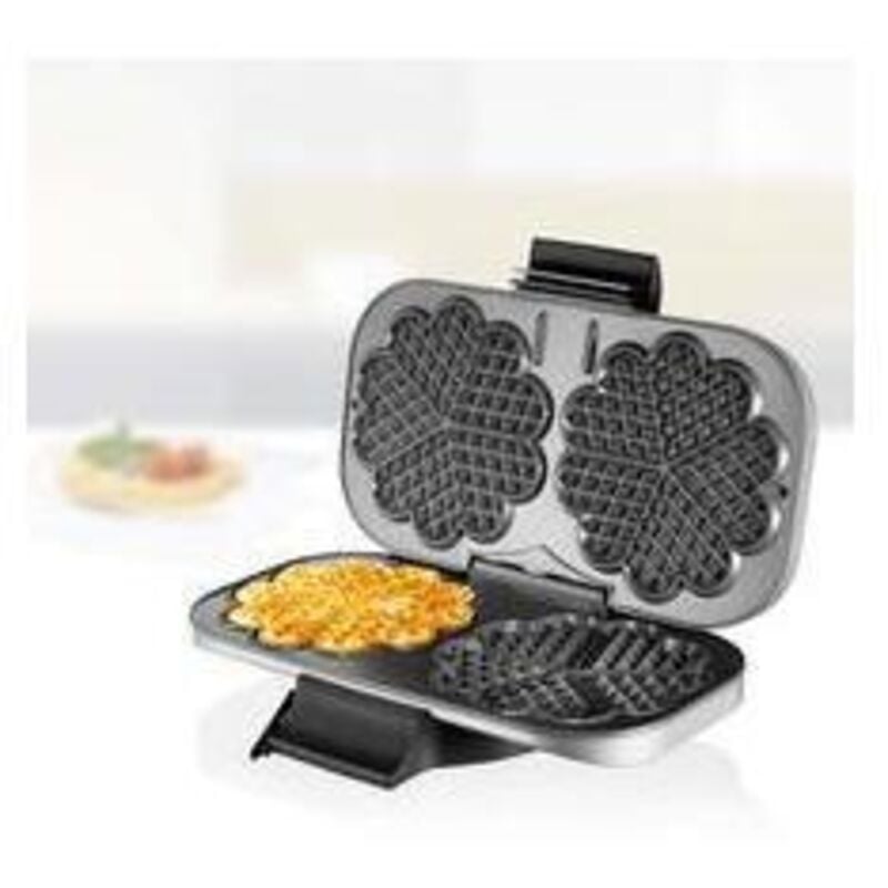Unold - Waffelautomat 48241 für 2 Waffeln in Herzform, 1200 w silber