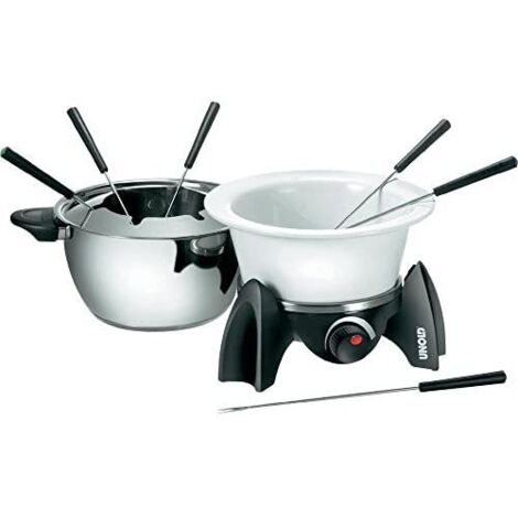 Unold Fondue-Set 48615 500 W Edelstahl Keramik inkl. Fonduetopf und Zubehör  6 Personen