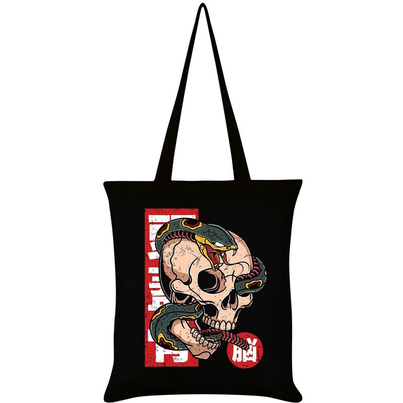 Unorthodox Collective - Snake Skull Tattoo Tote Bag (One Size) (Black/Red) - Black/Red