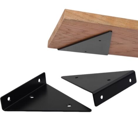 Unsichtbare schwarze Metall-Regalhalterung – 2er-Pack – Dreieckige Halterung für Regale bis 30 kg – Schnelle Montage