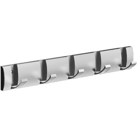Unsichtbarer Wandhaken, 5 Klapphaken, Garderobenständer, versteckter Schlüsselhalter für die Garderobe, silberfarben, 40 cm