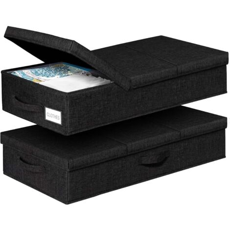 Unterbett Aufbewahrungsbox mit Deckel und stabilen Griffen, Faltbarer Organizer große Kapazität für Decken Kissen Bettwäsche Kleidung
