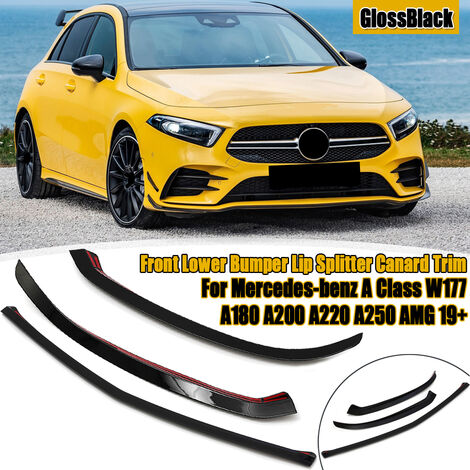 Unterer vorderer Splitter für Mercedes-Benz A-Klasse W177 A180 A200 A220 A250 AMG 19+ (Schwarz glänzend) Fantablau
