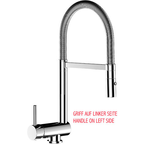 Unterfenster Wasserhahn Vorfenster Umklappbar 6 CM Verchromt Kuechenarmatur mit 360 schwenkbarem Auslauf und abnehmbare 2 strahl Handbrause - LINKER HEBEL