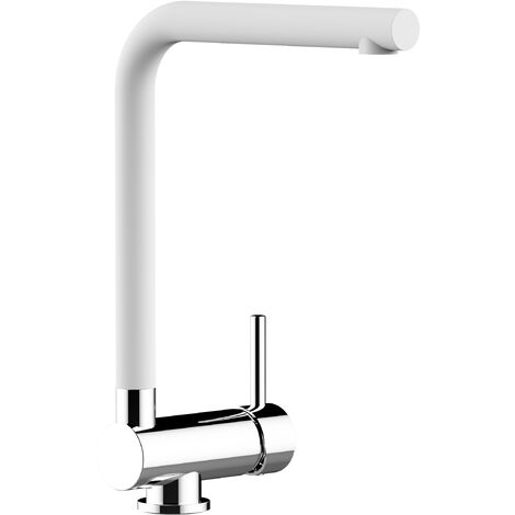 Unterfenster Wasserhahn Vorfenster Umklappbar 6 CM Verchromt Kuechenarmatur mit 360 schwenkbarem granit Weiss L Auslauf