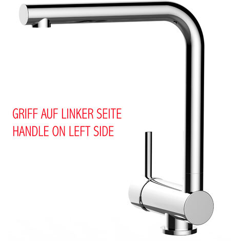 Unterfenster Wasserhahn Vorfenster Umklappbar 6 CM Verchromt Kuechenarmatur mit 360 schwenkbarem L Auslauf - LINKER HEBEL