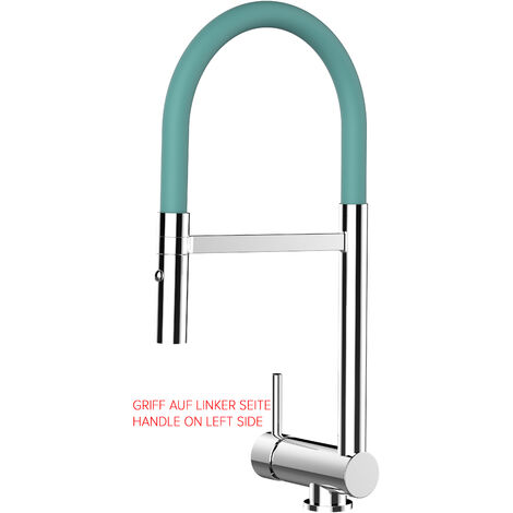 Unterfenster Wasserhahn Vorfenster Umklappbar 6 CM Verchromt Kuechenarmatur mit 360 schwenkbarem Tuerkis Auslauf und abnehmbare 2 strahl Handbrause - LINKER HEBEL