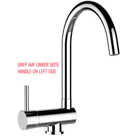 Unterfenster Wasserhahn Vorfenster Umklappbar 6 CM Verchromt Kuechenarmatur mit 360 schwenkbarem U Auslauf - LINKER HEBEL