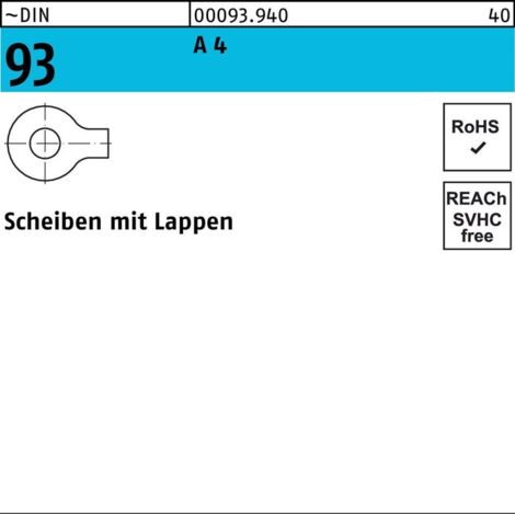Unterlegscheibe DIN 93 Lappen 17 A 4 10 Stück