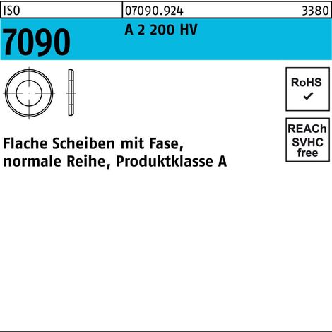 Unterlegscheibe ISO 7090 m.Fase 8A 2 200 HV 100 Stück
