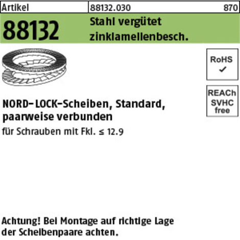 Unterlegscheibe R 88132 geklebt NL 27 Stahl vergütet zinklamellenbeschichtet