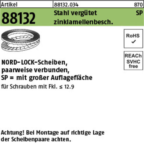 Unterlegscheibe R 88132 geklebt NL 30 SP Stahl vergütet zinklamellenbeschichtet