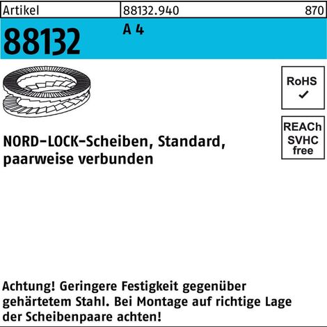Unterlegscheibe R 88132 geklebt NL 4 SS A 4 200 Stück NORD-LOCK