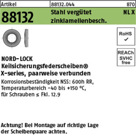 Unterlegscheibe R 88132 NLX 14 Sta vergütet zinklamellenb. 100St. NORD-LOCK