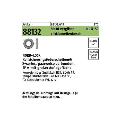 Unterlegscheibe R 88132 NLX 8 SP Stahl vergütet zinklamellenbeschichtet