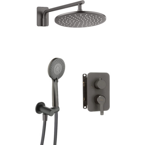 Unterputz-Duschset, mit Mischbox Regen, Titanium