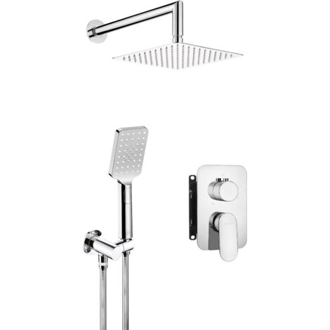 Unterputz-Duschset Quadrat, mit Mischbox, Messing
