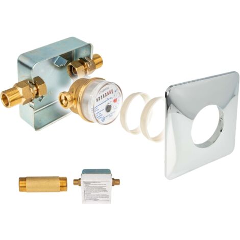 Unterputz Einstrahlzähler System ETK Komplett-SET, Kaltwasser, Länge 80 mm, Einbaukasten 3/4 Zoll AG
