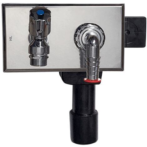 Unterputz-Waschmaschinensiphon DN40/50, Wasserzulauf und Rückstauverschluss R 1/2', Schlauchanschluss verchromt, 180x100mm