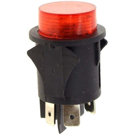 Unterputzschalter Ø 28 mm, 250 V, 16 A, rot, beleuchtet, 6,3 mm Anschlüsse, 4-poliger roter Druckknopfschalter – Dampfreiniger