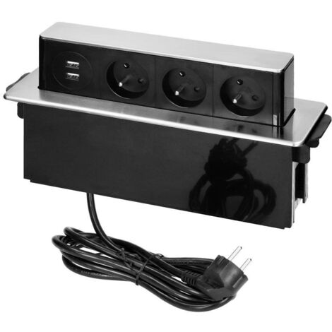 Unterputzsteckdose 3x250V, 2xUSB OR-GM-9009/B-G