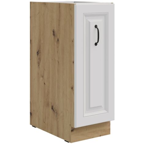Unterschrank 30 Schrankauszug Stilo Weiß + Eiche Artisan Küchenzeile Küchenblock Küche Landhaus