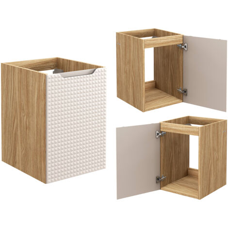 Unterschrank 40 cm in Eiche mit beige, LONDON-56-BEIGE