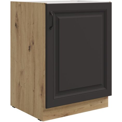 Unterschrank 60 cm Stilo Grau + Eiche Artisan Küchenzeile Küchenblock Küche