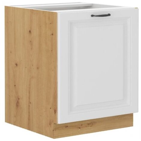 Unterschrank 60 cm Stilo Weiss + Eiche Artisan Küchenzeile Küchenblock Küche