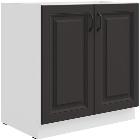 Unterschrank 80 cm Stilo Grau + Weiss Küchenzeile Küchenblock Küche Einbauküche