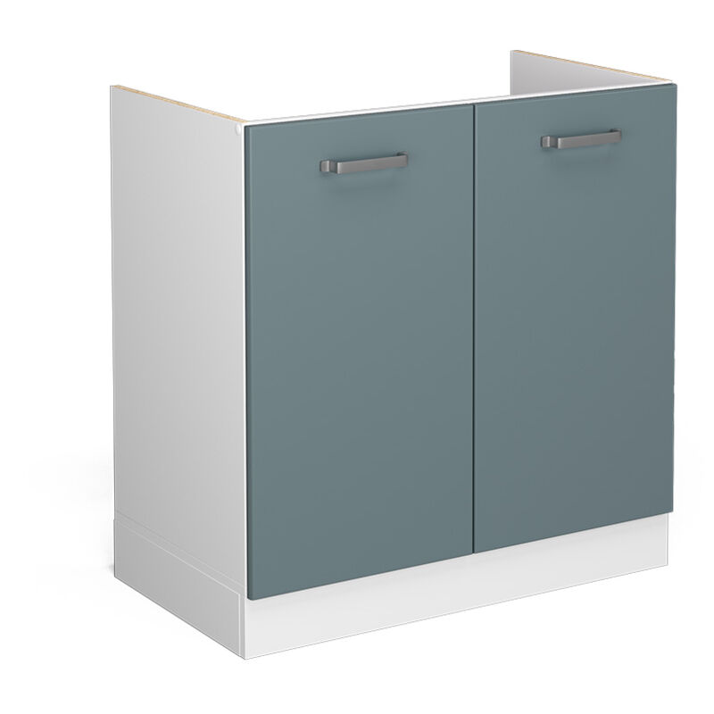 Spülenunterschrank R-line, Blau-grau, 80 Cm Mit Türen, Ohne Arbeitsplatte Vicco