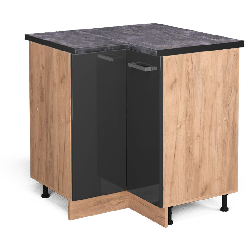 Vicco - Eckunterschrank R-line, Anthrazit Hochglanz, 75.6 Cm, Ap Anthrazit