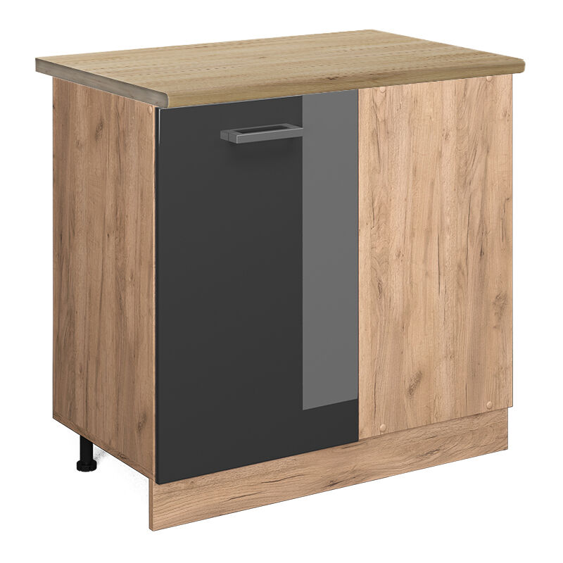 Vicco - Eckunterschrank R-line, Anthrazit Hochglanz, 86 Cm, Ap Eiche