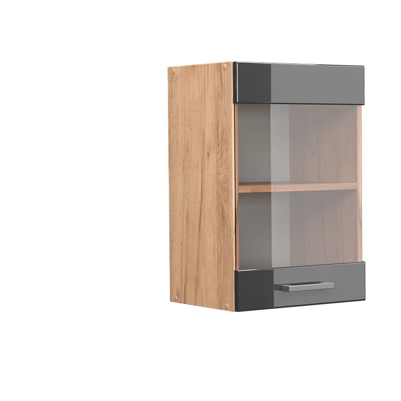 Vicco - Küchenglasschrank R-line, Anthrazit Hochglanz, 40 Cm