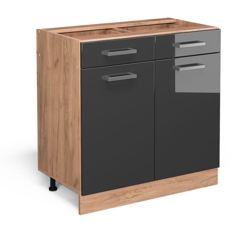 Vicco - Küchenunterschrank R-line, Anthrazit Hochglanz, 80 Cm Ohne Arbeitsplatte