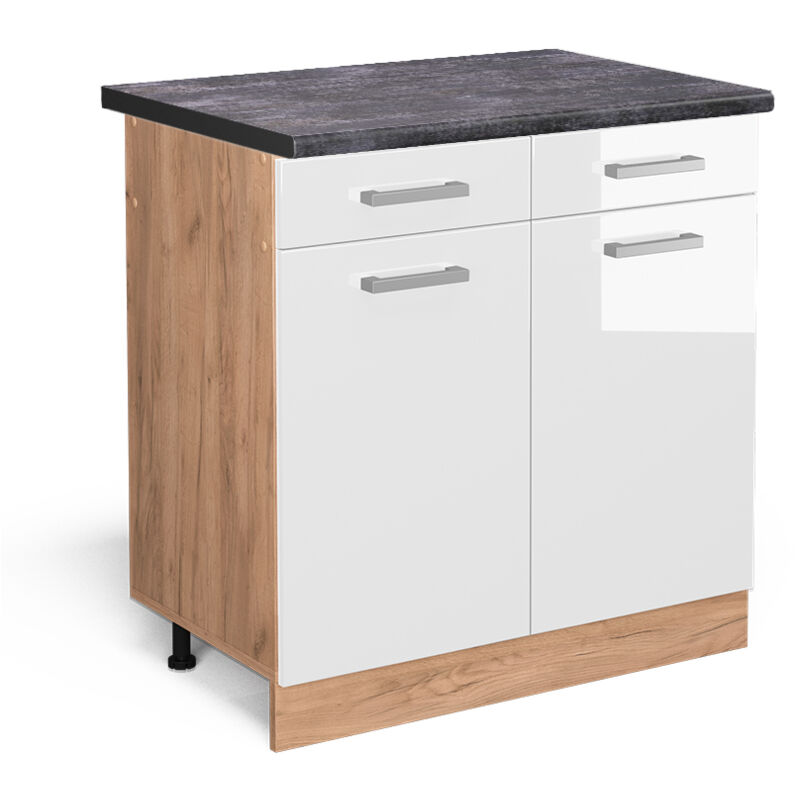 Vicco - Küchenunterschrank R-line, Weiß Hochglanz, 80 Cm , Ap Anthrazit