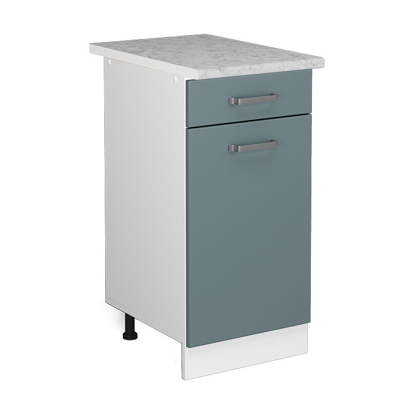 Vicco - Unterschrank R-line, Blau-grau, 40 Cm Mit Schublade, Mit Arbeitsplatte