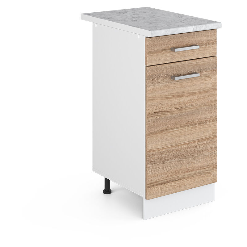 Vicco - Unterschrank R-line, Sonoma, 40 Cm Mit Schublade, Mit Arbeitsplatte