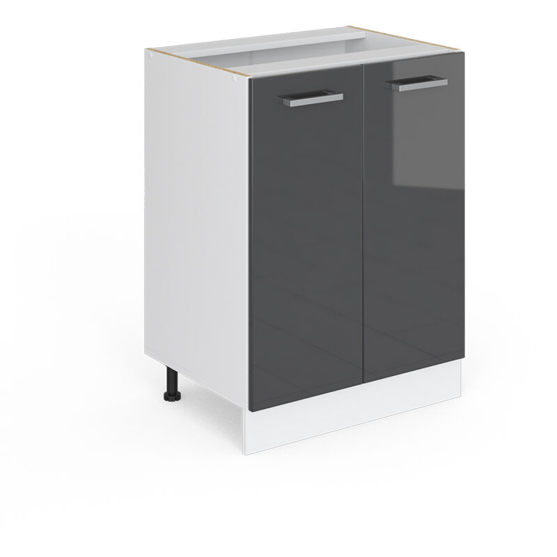 Unterschrank R-line, Anthrazit Hochglanz, 60 Cm Mit Türen, Ohne Arbeitsplatte Vicco