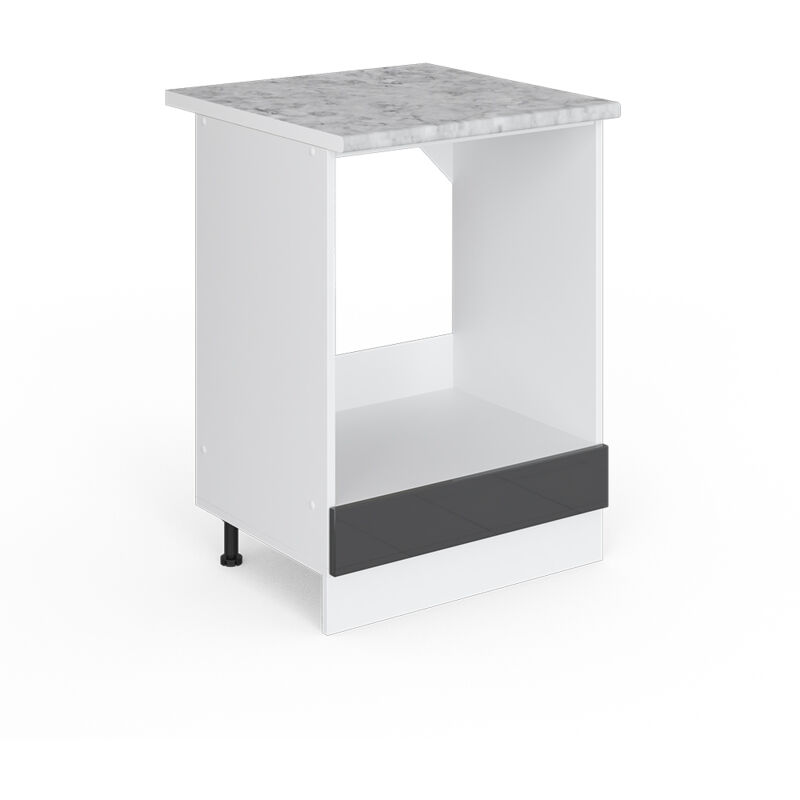 Stauraumschrank R-line, Anthrazit Hochglanz, 60 Cm Mit Großnische, Mit Arbeitsplatte Vicco