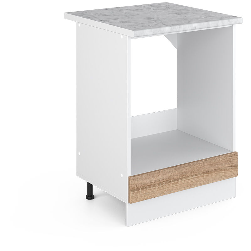 Unterschrank R-line, Sonoma, 60 Cm Mit Großnische, Mit Arbeitsplatte Vicco