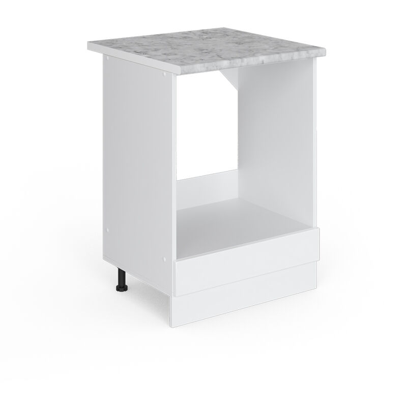 Unterschrank R-line, Weiß Hochglanz, 60 Cm Mit Großnische, Mit Arbeitsplatte, Vicco