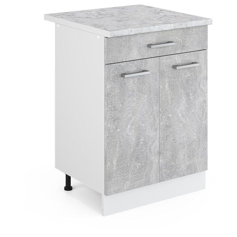 Unterschrank R-line, Beton, 60 Cm Mit Schubladen, Vicco