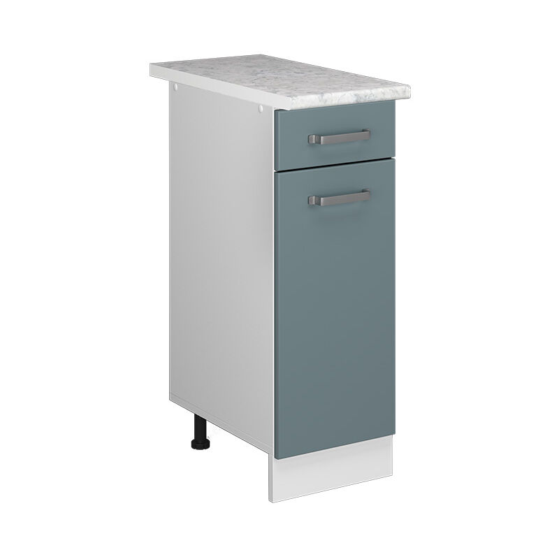 Vicco - Unterschrank R-line, Blau-grau, 30 Cm Mit Schublade, Mit Arbeitsplatte