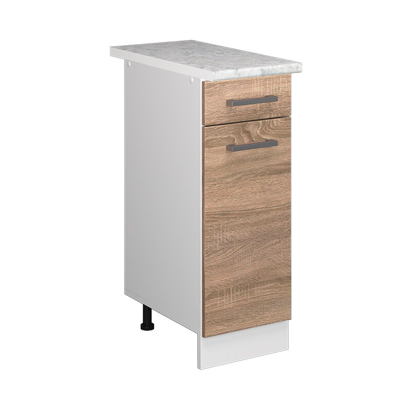 Vicco - Unterschrank R-line, Sonoma, 30 Cm Mit Schublade, Mit Arbeitsplatte